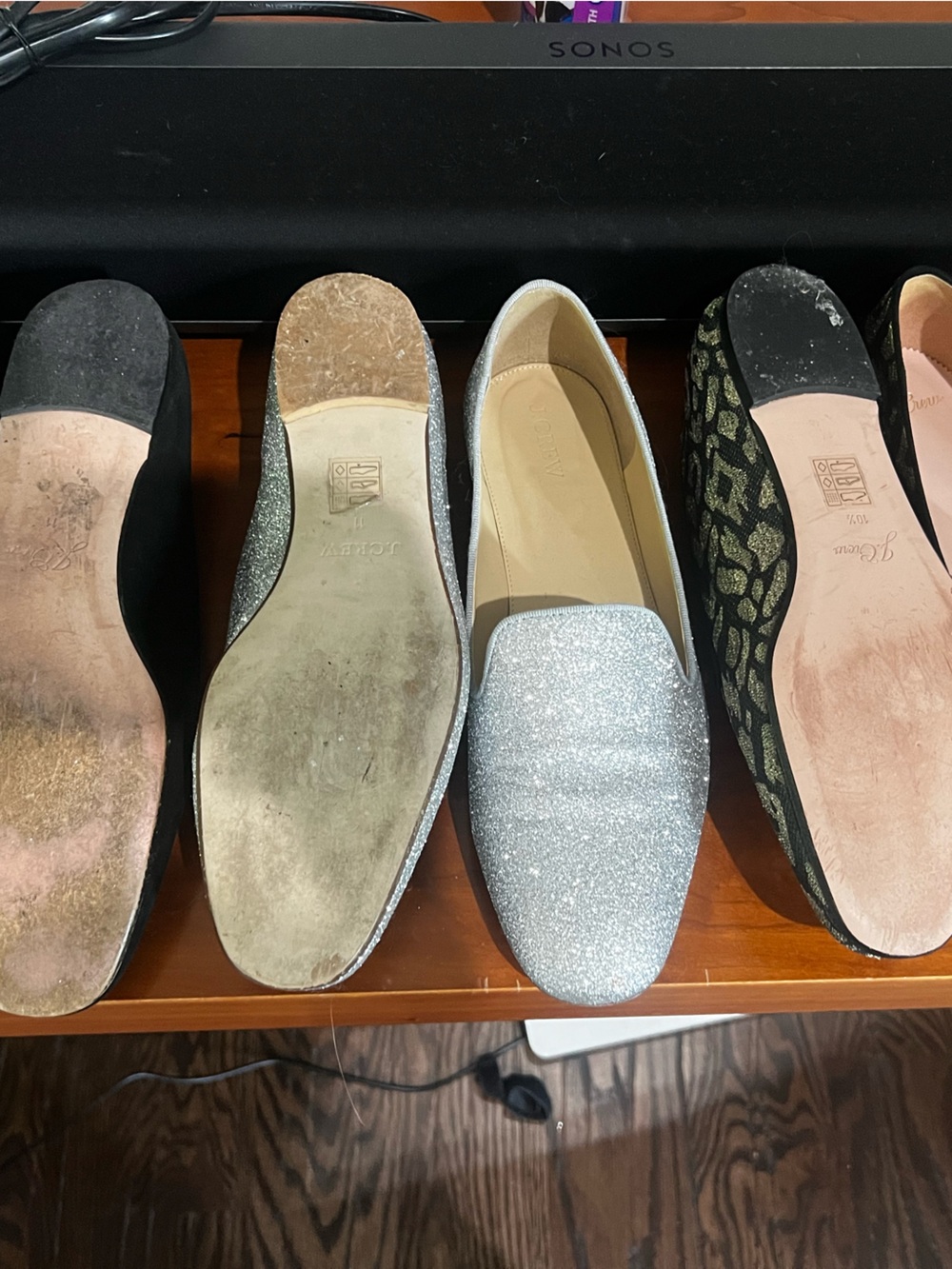 J. Crew Silver Glitter Smoking Loafer 11 Slip On Flats - Picture 8 of 8